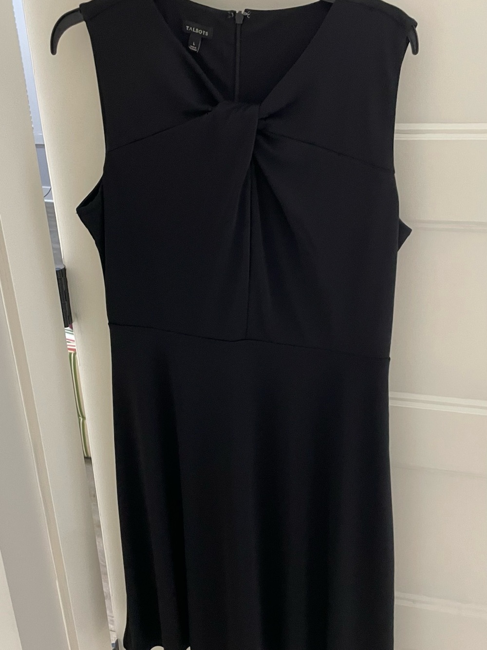 Talbots Black Sleeveless Knot-Front Fit-and-Flare Dress